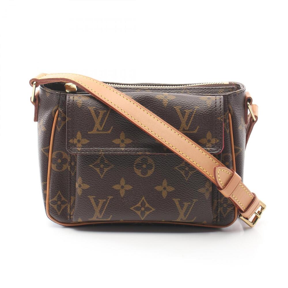 Louis Vuitton Vivacite Monogram Shoulder Bag Canvas Leather Brown